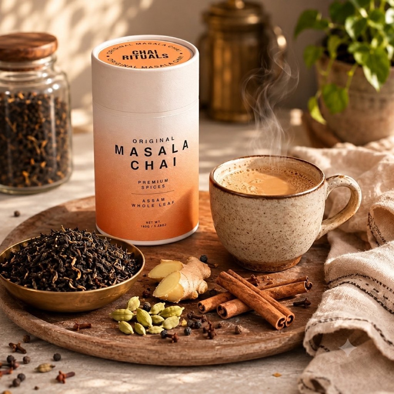 Whole leaf, whole spices and a freshly brewed cup of masala chai