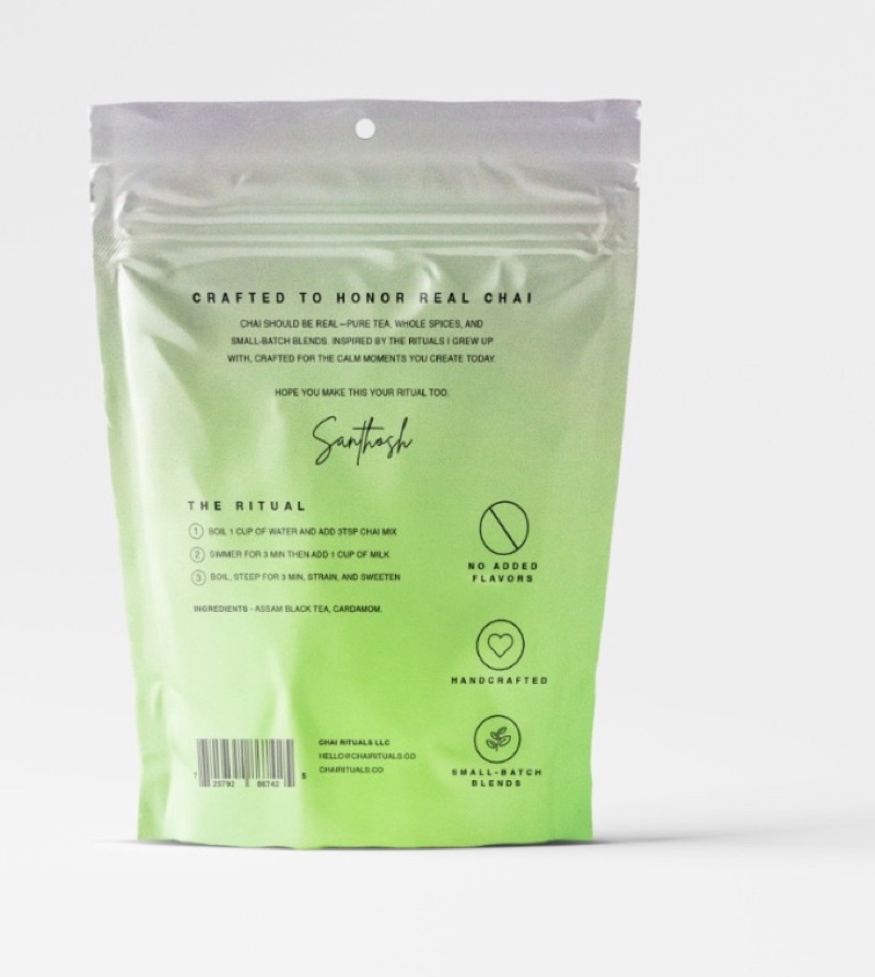 Original Cardamom Chai pouch, back